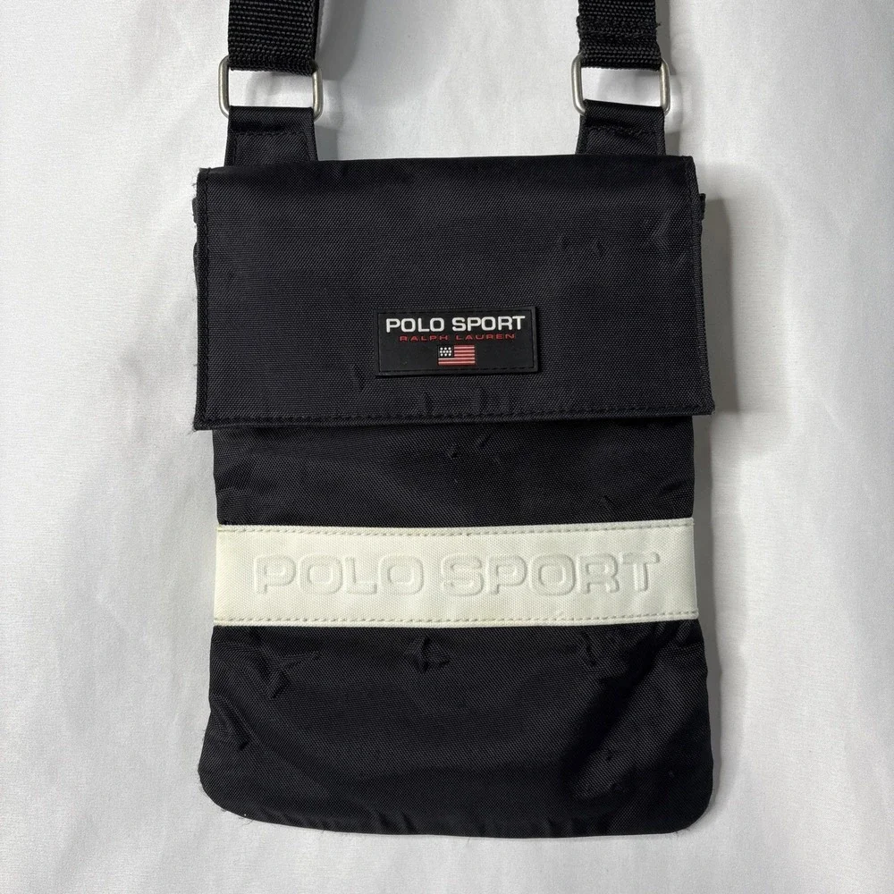 Vintage 90s Y2K Ralph Lauren Polo Sport Crossbody Bag Purse Travel‎ Black